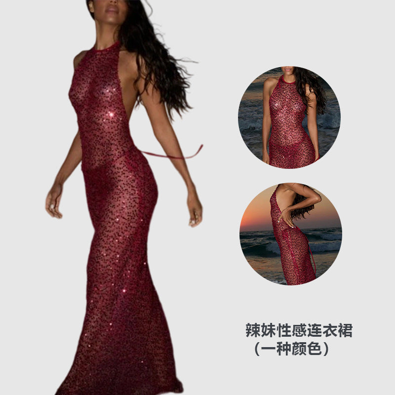 Damen Glamouröses Schwimmdress aus funkelndem Spitzenmaterial EB