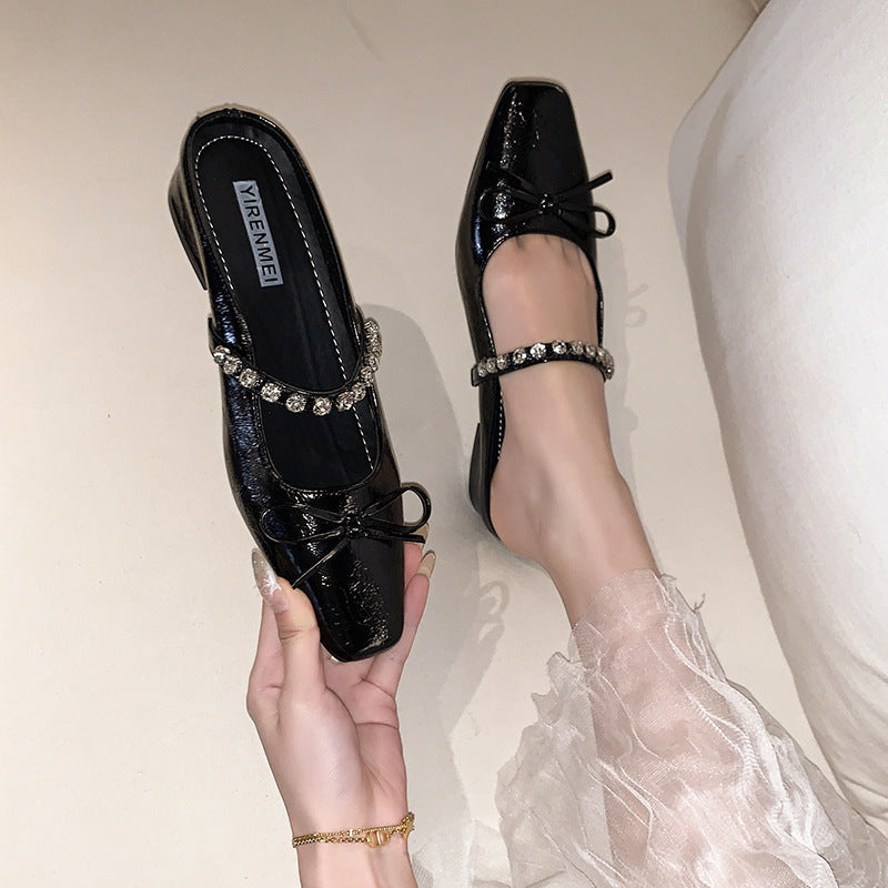 Damen elegante Schleifen-Pumps mit Kristall-Verzierung EB