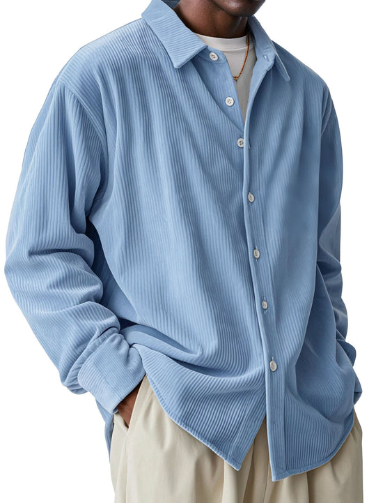 Herren nan oversized Kordhemd mit feiner Rippenstruktur und Relaxed-Fit EB
