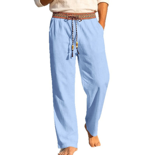Herren nan sommerliche Relaxhose mit gewebtem Zierbund und geradem Bein EB