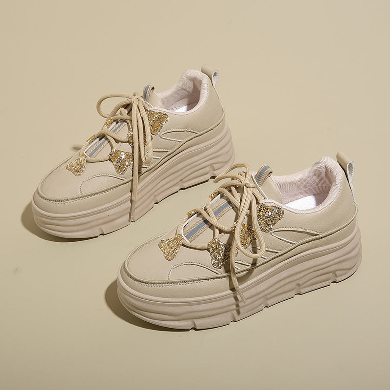 Damen Sportliche Plattform Sneakers mit glitzernden Akzenten EB