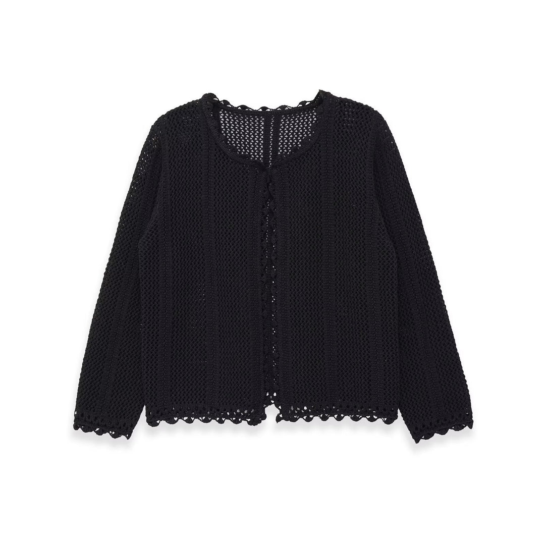 Damen luftige Strickjacke mit feinen Details und romantischem Design EB