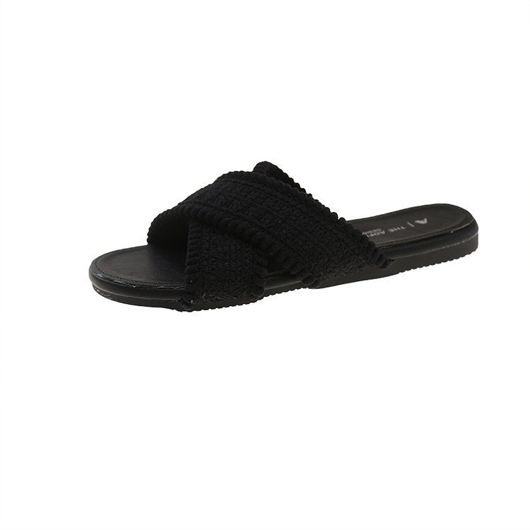 Damen modische Sandalen mit Pompons EB