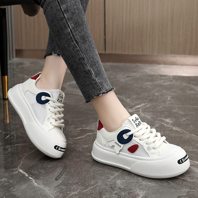 Damen Sportliche Plateau Sneakers mit atmungsaktivem Mesh-Obermaterial und dämpfender Sohle EB