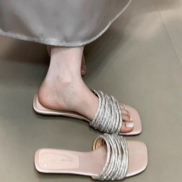 Damen Glamouröse Riemchen-Sandalen mit funkelnden Akzenten EB