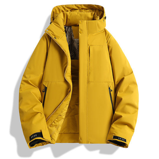 Damen wattierte Kapuzen-Outdoorjacke mit winddichter Membran und isolierendem Thermofutter EB