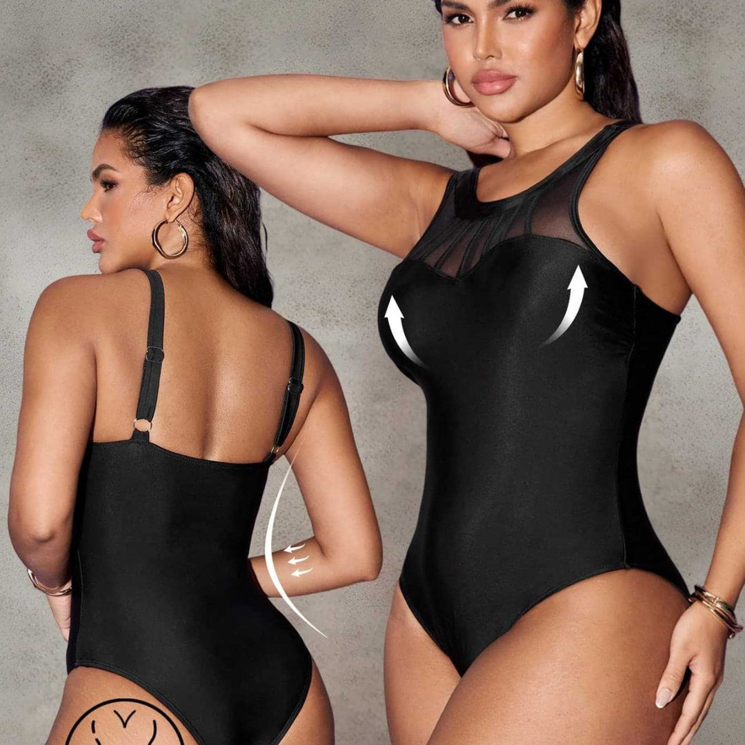 Damen Einteiliger Badeanzug mit modischem Mesh-Detail EB
