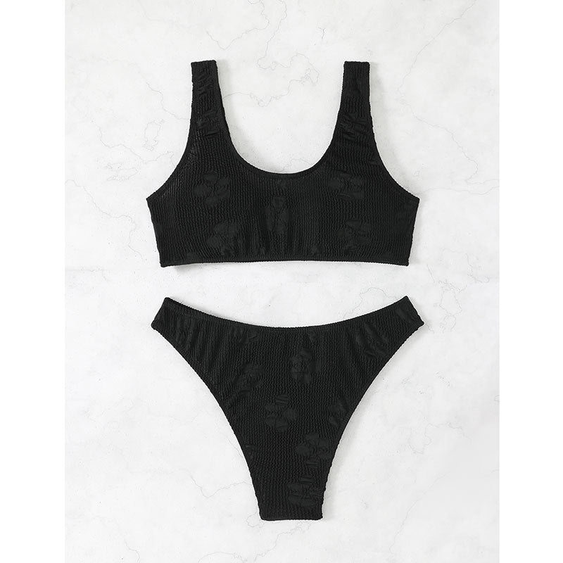 Damen Bikini-Set mit strukturierter Oberfläche und tiefem Halsausschnitt EB