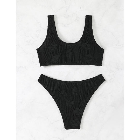 Damen Bikini-Set mit strukturierter Oberfläche und tiefem Halsausschnitt EB