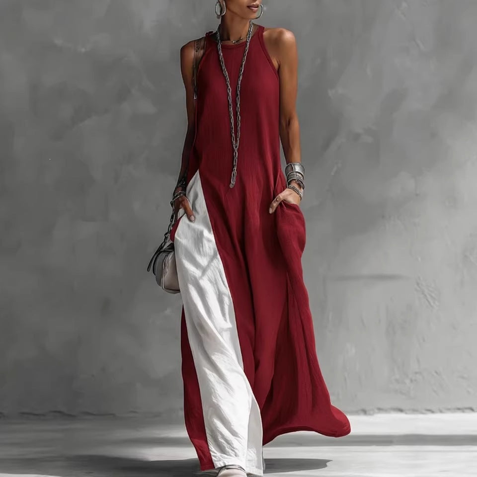 Damen Lässiges Maxikleid mit asymmetrischem Schnitt und tiefem Rückenausschnitt EB