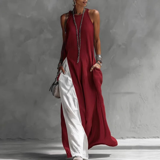 Damen Lässiges Maxikleid mit asymmetrischem Schnitt und tiefem Rückenausschnitt EB