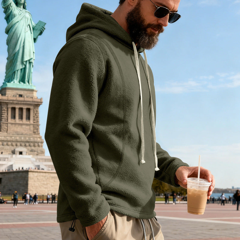 Herren Fleece-Hoodie mit Teddystruktur, Kapuze und entspannter Passform EB