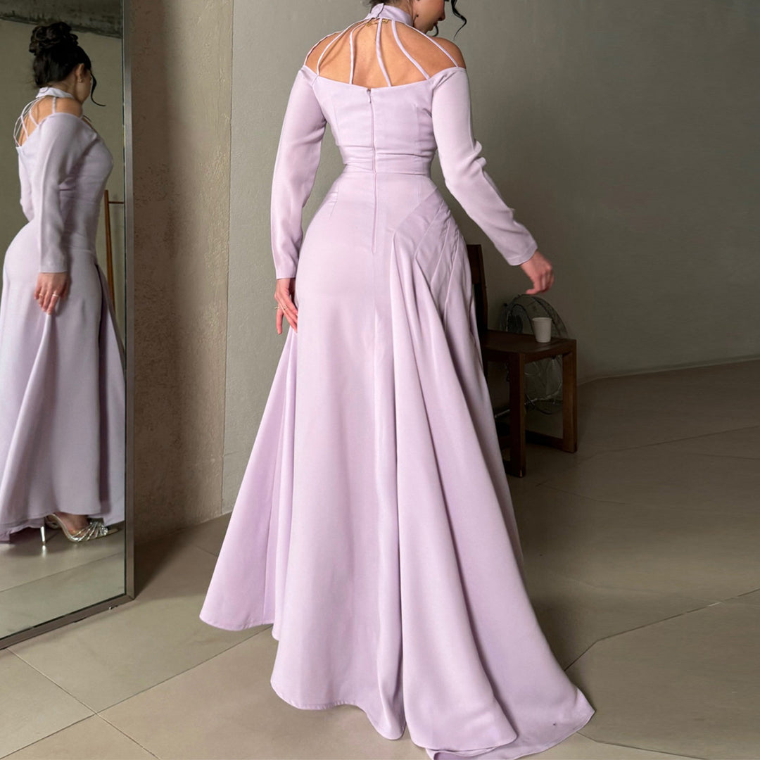 Damen elegantes Abendkleid mit strategischen Cut-Outs und fließendem Rock EB