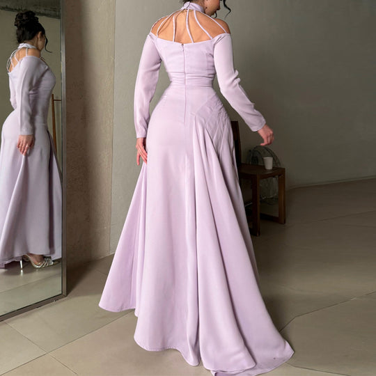 Damen elegantes Abendkleid mit strategischen Cut-Outs und fließendem Rock EB
