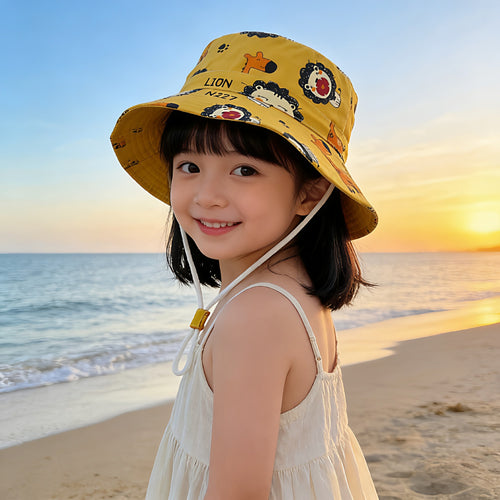 Unisex nan Kinder Sonnenhut mit verstellbarem Kinnband, breiter Krempe und fantasievollem Einhornprint  EB