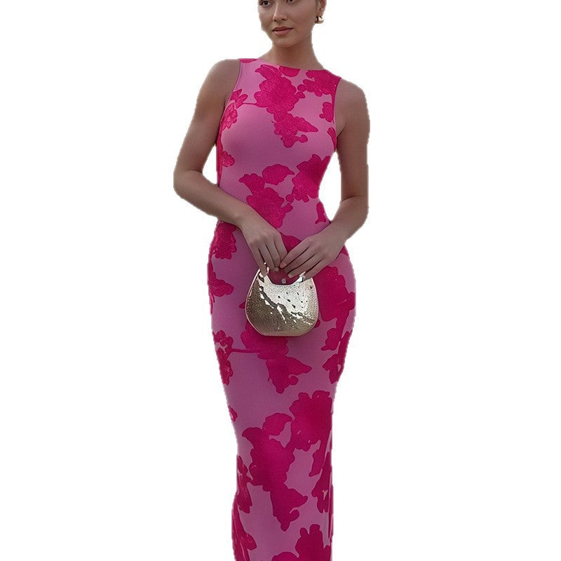 Damen Elegantes Maxikleid mit floralen Applikationen EB