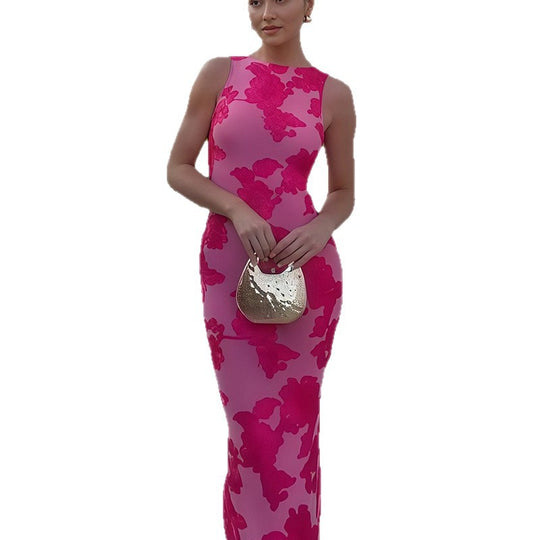 Damen Elegantes Maxikleid mit floralen Applikationen EB