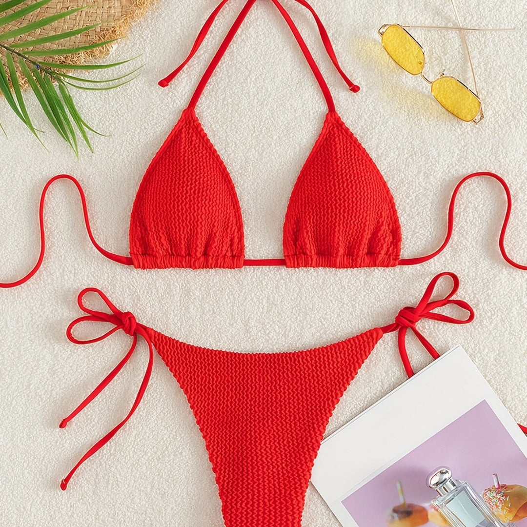 Damen Triangel-Bikini-Set mit verstellbaren Bindebändern EB