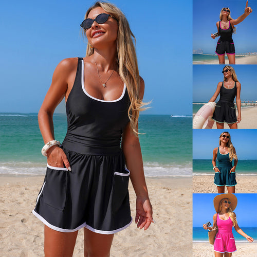 Damen Sportlicher Badeanzug mit Shorts EB