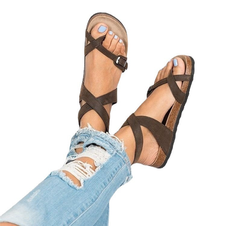 Damen bequeme Riemchen-Sandalen mit anatomischem Fußbett und verstellbarem Riemendesign EB