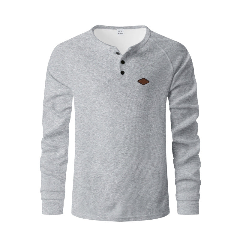 Herren Langarm-Henley-Shirt mit strukturiertem Design und praktischen Knöpfen EB