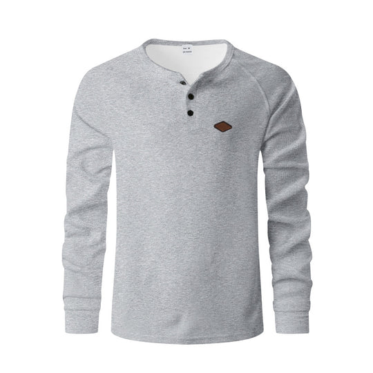 Herren Langarm-Henley-Shirt mit strukturiertem Design und praktischen Knöpfen EB