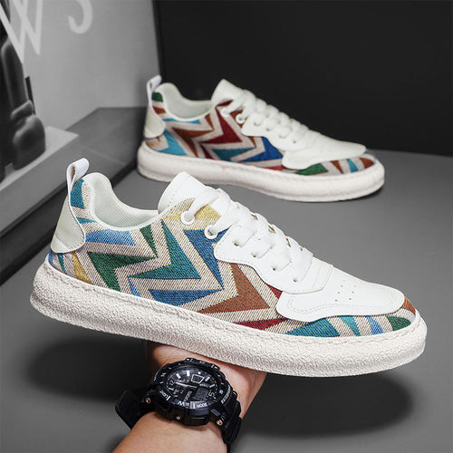 Damen modische Sneakers mit geometrischem Design und robuster Sohle EB