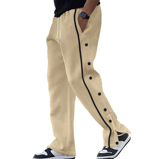 Herren nan seitliche Druckknopf-Trainingshose mit Kontraststreifen und weitem Schnitt EB