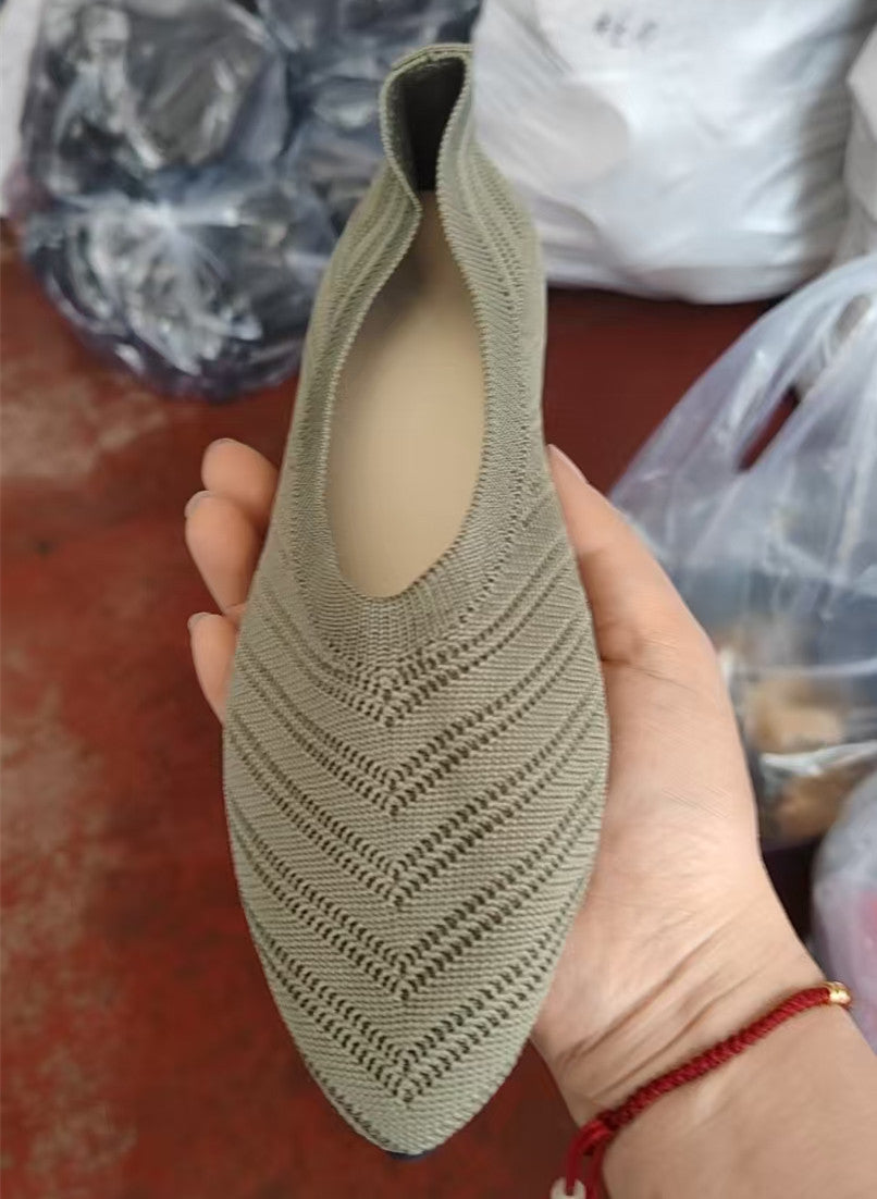 Damen elegante Mules mit hohem Schnitt und modischem Strickdesign EB
