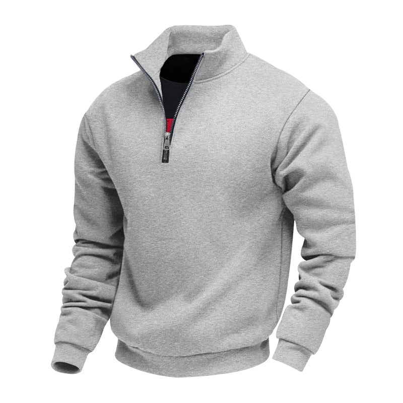 Herren sportlicher Sweatshirt mit modernem Stehkragen und Reißverschluss EB