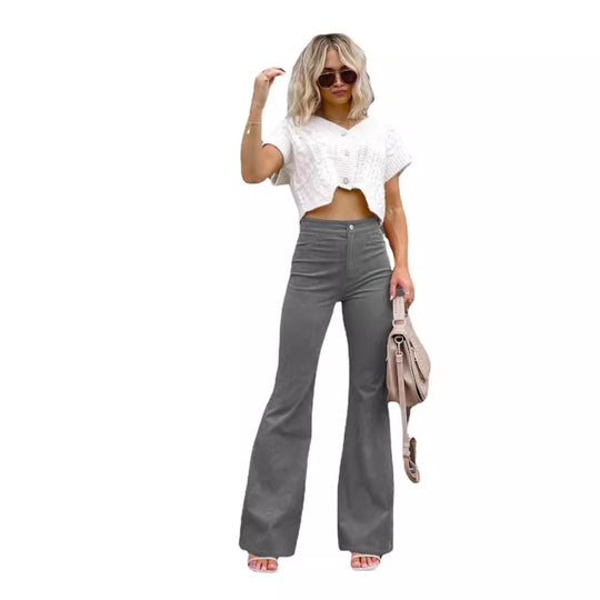 Damen Modische Hochbund-Flared-Jeans EB