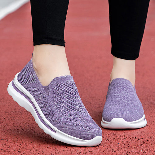 Damen Komfortable Slip-On Sneakers mit atmungsaktivem Strickoberteil EB