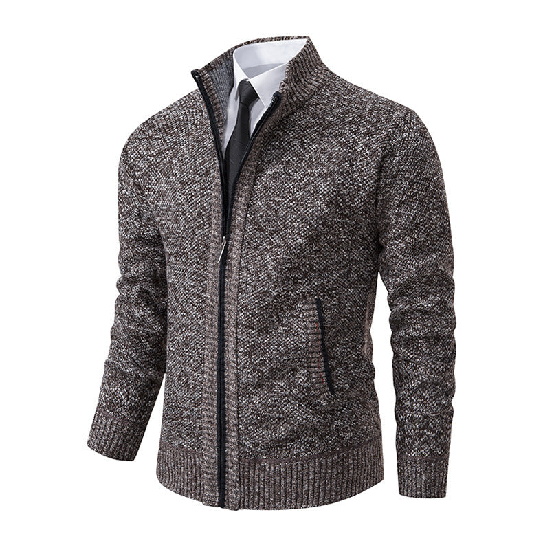 Herren modische Strickjacke mit hohem Kragen und Reißverschluss EB