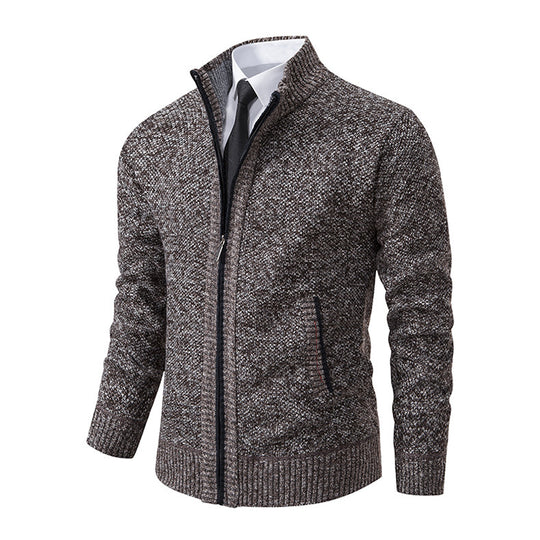Herren modische Strickjacke mit hohem Kragen und Reißverschluss EB