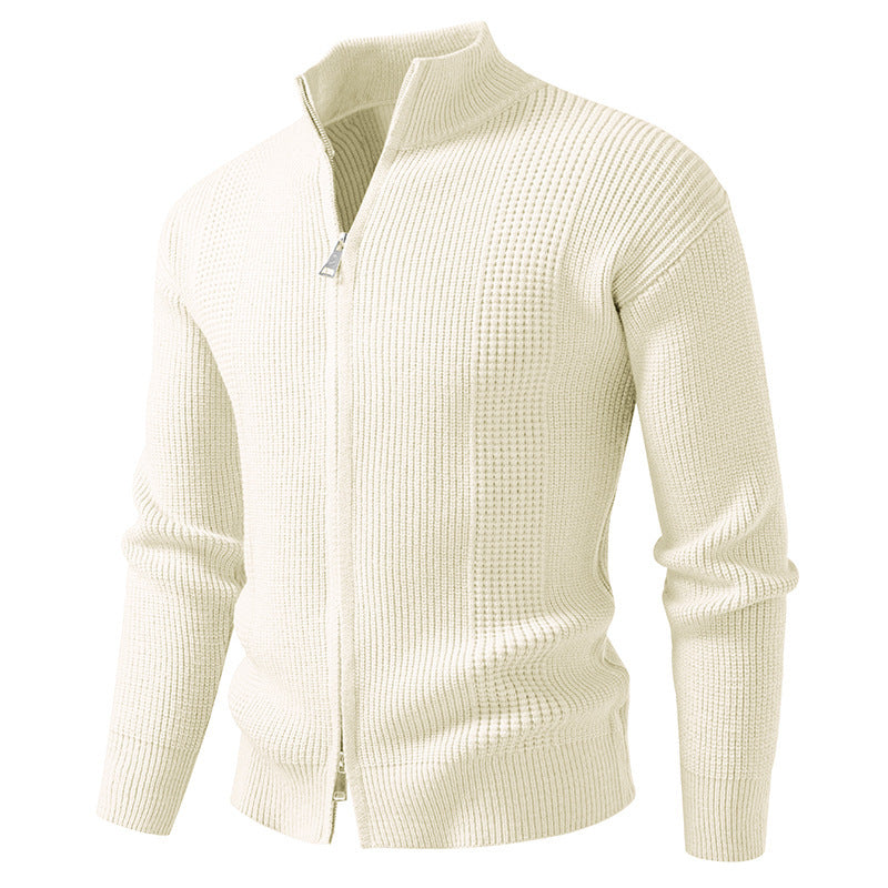 Herren Strickjacke mit hohem Kragen und innovativem Zipper EB