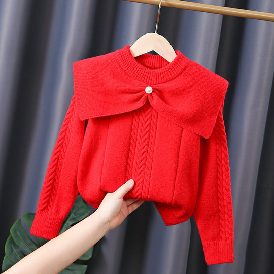 Damen Pullover mit trendigem Kragen und Zopfmuster EB