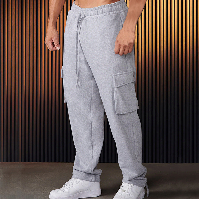 Herren entspannte Cargo-Hose mit praktischem Taschen-Design und elastischem Bund EB