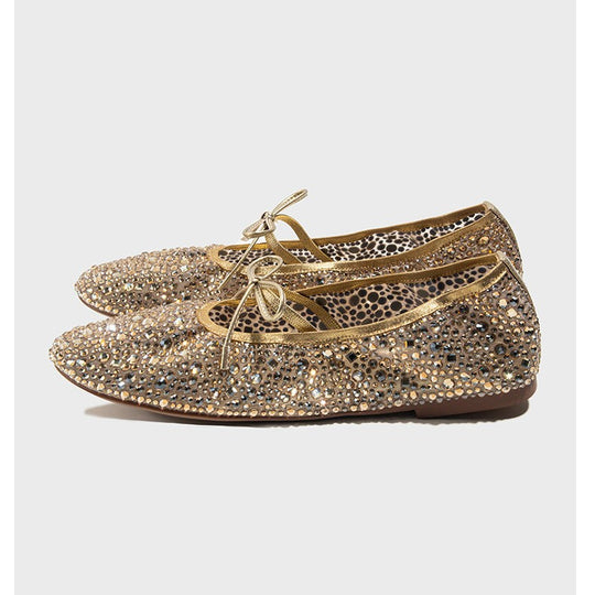 Damen Ballerinas mit funkelndem Strassdesign und bequemer Innensohle EB