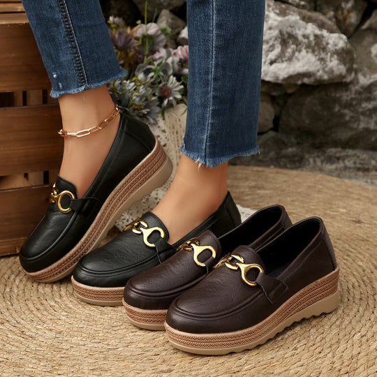 Damen Schicke Loafers mit modischem Kork-Detail und rutschfester Sohle EB