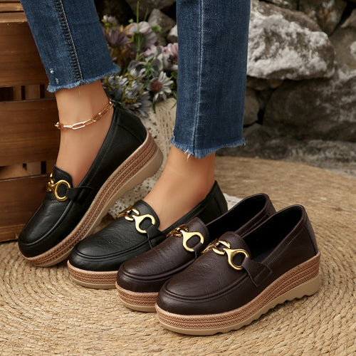 Damen Schicke Loafers mit modischem Kork-Detail und rutschfester Sohle EB