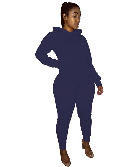 Damen nan tailliertes Hoodie- und Jogginghose-Set mit Kängurutasche, hohem Komfortbund und gerippten Knöchelbündchen EB