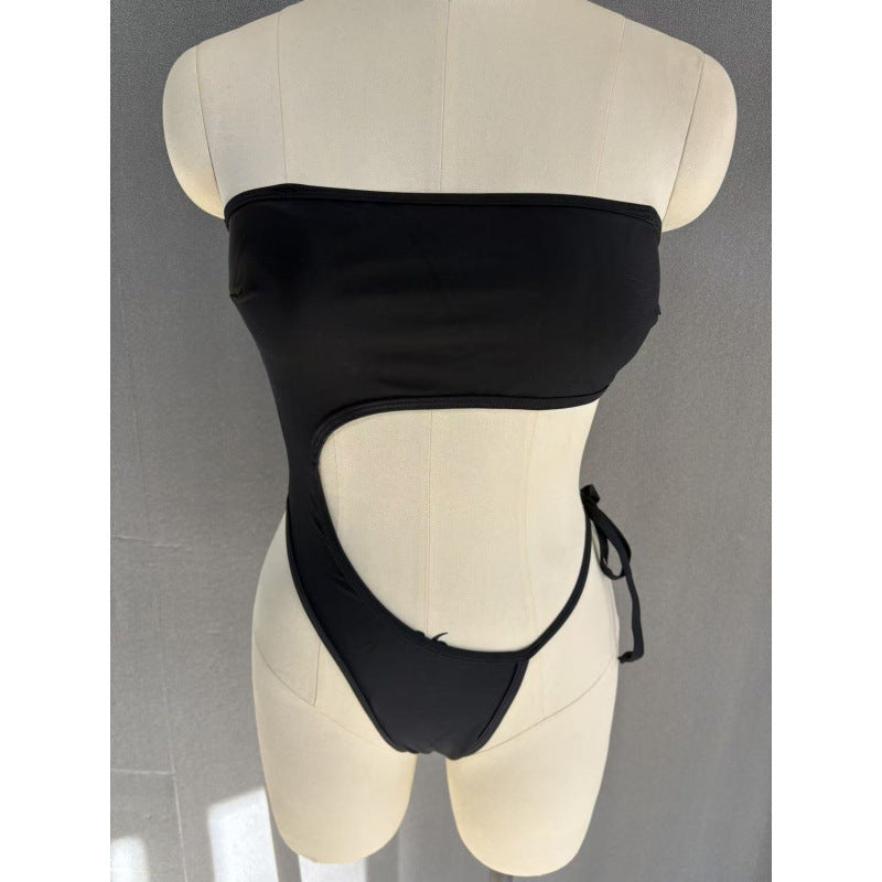 Damen Einteiler Badeanzug mit asymmetrischem Schnitt und gesteppter Taille EB