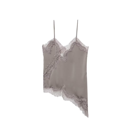 Damen-Spitzen-Camisole mit asymmetrischem Schnitt und eleganten Punkten EB