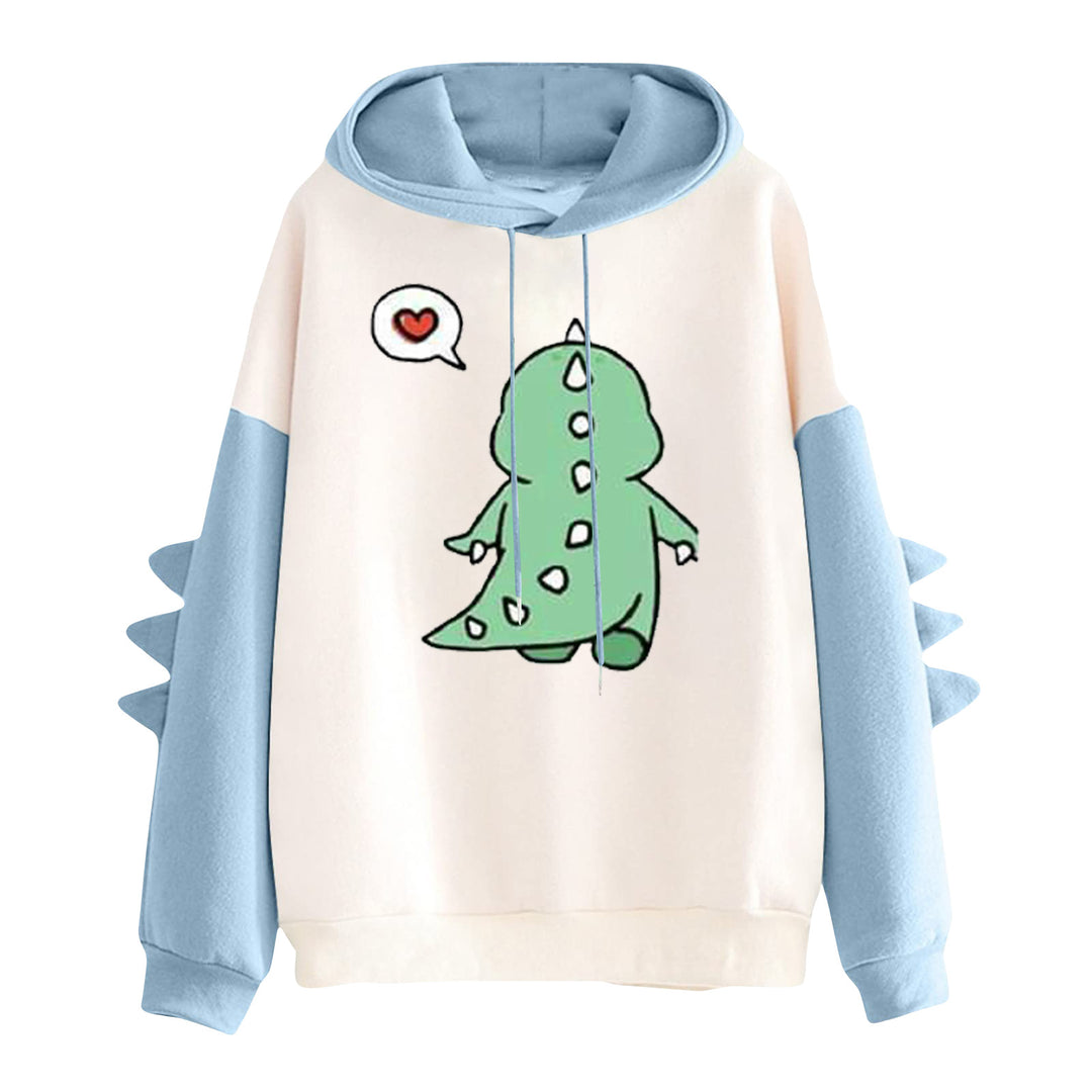 Damen nan Kapuzenpullover mit niedlichem Dinosaurier-Print und dreidimensionalen Ärmeldetails EB