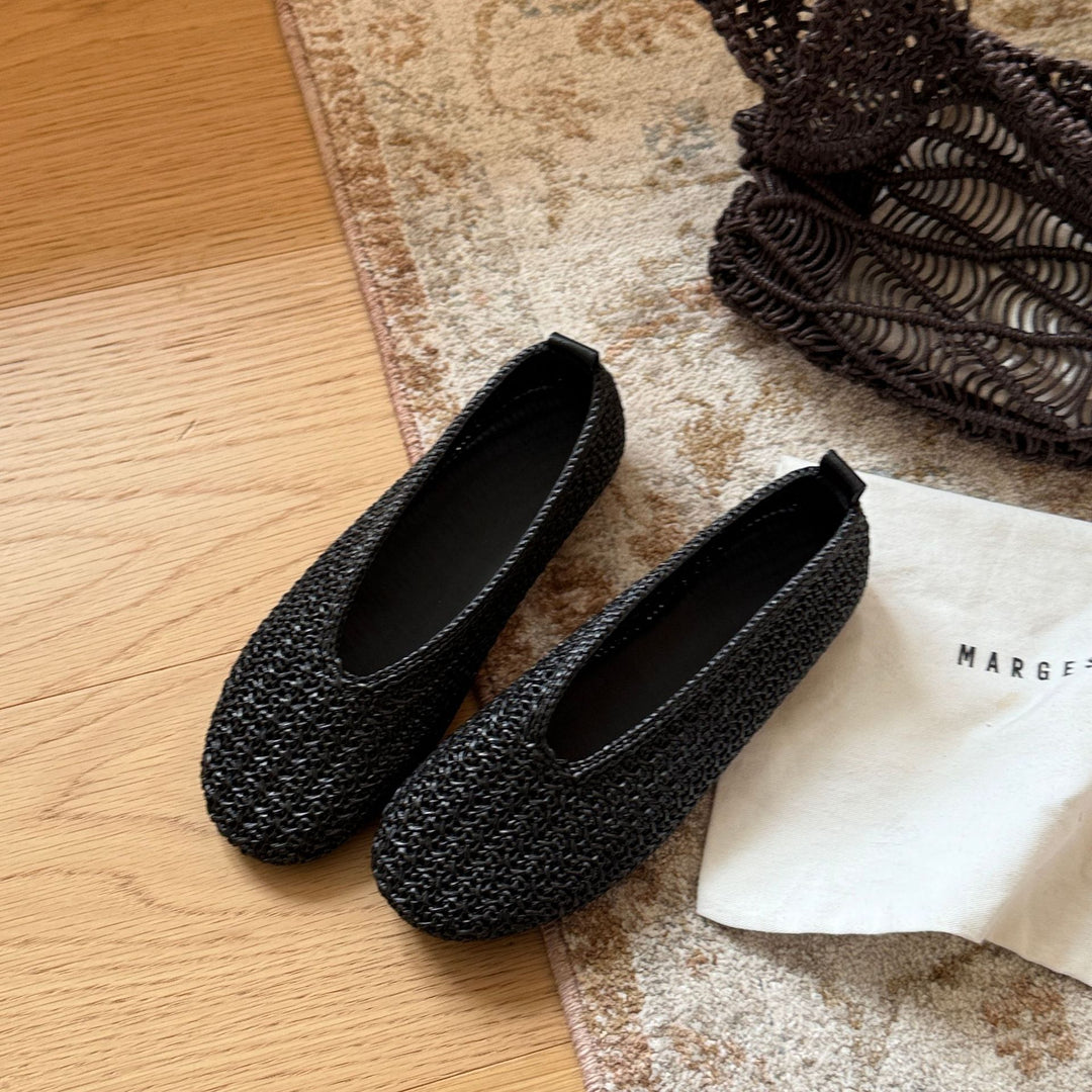 Damen Komfortable Slip-On Ballerinas mit modischem Flechtmuster EB