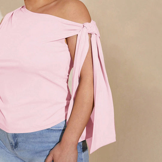 Damen asymmetrisches Top mit bindbarem Design EB