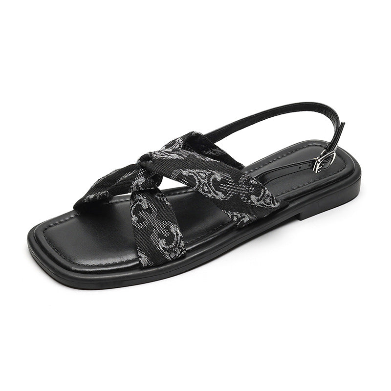 Damen elegante Zehentrenner mit modischem Knoten-Design und rutschfester Sohle EB