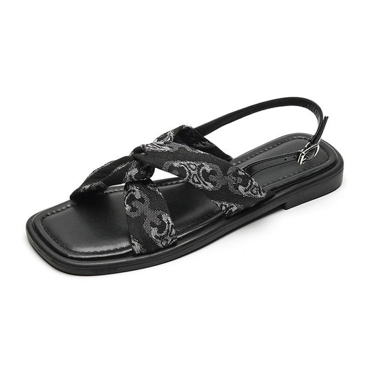 Damen elegante Zehentrenner mit modischem Knoten-Design und rutschfester Sohle EB