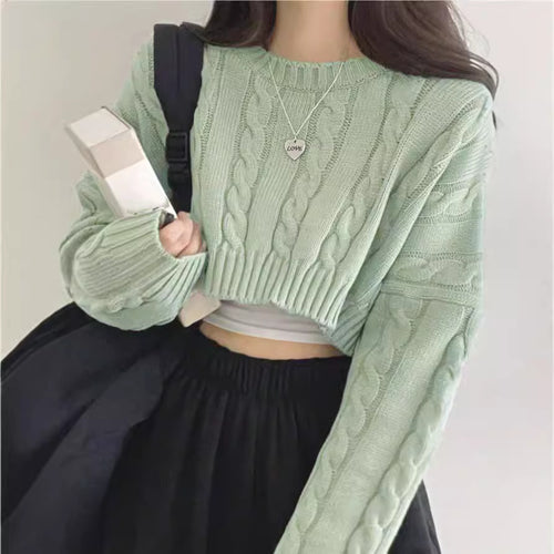 Damen Kurzgeschnittener Strickpullover EB