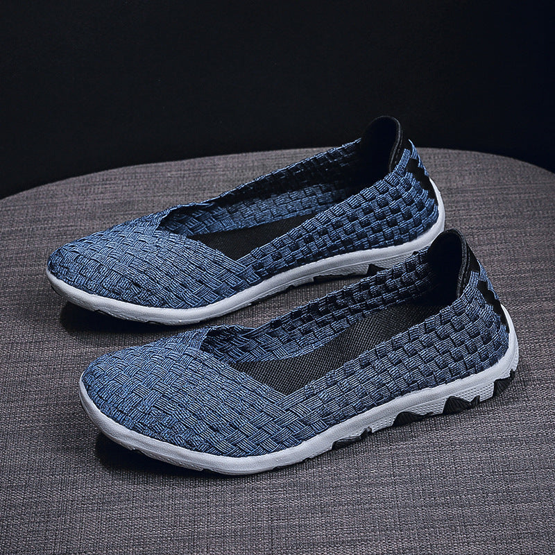 Damen nan gestrickter Slip-On Freizeitschuh mit geflochtenem Obermaterial und rutschfester Flexsohle EB